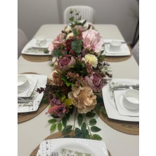 Nettenevime Yapay Çiçek Yemek Masası Çiçeği Pembe Şakayık Orkide Okaliptus Yapay Masa Çiçeği