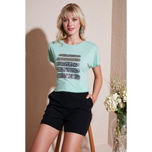 Lela Baskılı Bisiklet Yaka Regular Fit T Shirt Kadın T Shirt 6671003