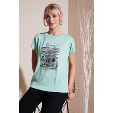 Lela Baskılı Bisiklet Yaka Regular Fit T Shirt Kadın T Shirt 6671000