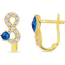 Bilezikci Lacivert Taşlı Sonsuzluk Altın Çocuk Küpesi