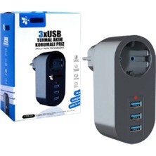 ÇELİKWORK FTR007 3' Usb 1' Soket 1 Pd Type-C Giriş 2500W 10A Termal Akım Korumalı Çoklayıcı Priz