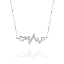 Diamond Seri Işıltılı Heartbeat Kadın Gümüş Kolye