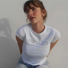 Gossip Team Y2K Star Girl Taşlı Baskılı Yarım Tech Crop T-Shirt