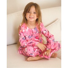 Little Tortoise Kız Çocuk Unicorn Temalı Pembe Düğmeli Bebek Yaka Pijama Takımı