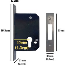 Özruh Silindirli Kare 45 mm Çelik Kapı Emniyet Kilidi Giriş Kapısı Emniyet Kilidi (Barelsiz) (45 mm x 23 mm)