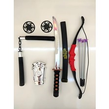 Ninja Samuray Savaşçı Kılıç ve Yay Seti - Katana Mınçıka Shuriken Yay Set - Oyuncak Ninja Savaş Kılıç ve Yay Set