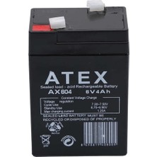 Atex  6V 4AH Kuru Bakımsız Akü , 6 V 4 Ah , 6 Volt 4 Amper , 6VOLT 4AMPER Işıldak Aküsü