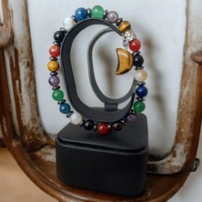 Mga Doğaltaş 7 Çakra Bileklik Kaplan Gözü Taşı, Ametist, Aventurin Lapis, Sitrit, Oniks, Akik Doğal Taş Bileklik