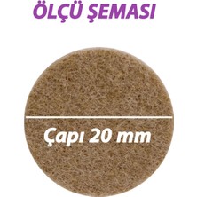 Glaswen Yapışkanlı Yuvarlak Keçe Masa Sandalye Parke Zemin Ayak Koruyucu Kaydırmaz 20 mm Keçesi (50'li Paket)