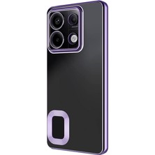 Caseworld Xiaomi NOTE13 Pro 4g Kapak Yanları Renkli Lens Korumalı Logo Gösteren Şeffaf Luxury Silikon Kılıf - Lila