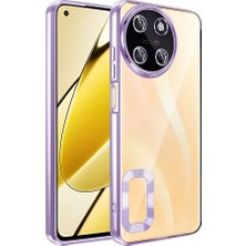 Caseworld Realme 11 4g Kapak Yanları Renkli Lens Korumalı Logo Gösteren Şeffaf Luxury Silikon Kılıf - Lila