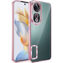 Case World Caseworld Huawei Honor 90 Kapak Yanları Renkli Lens Korumalı Logo Gösteren Şeffaf Luxury Silikon Kılıf - Rose Gold