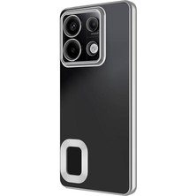 Caseworld Xiaomi NOTE13 Pro 4g Kapak Yanları Renkli Lens Korumalı Logo Gösteren Şeffaf Luxury Silikon Kılıf - Gümüş