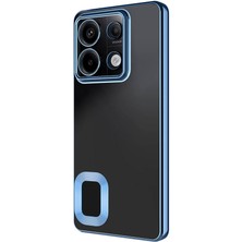 Caseworld Xiaomi NOTE13 Pro 4g Kapak Yanları Renkli Lens Korumalı Logo Gösteren Şeffaf Luxury Silikon Kılıf - Mavi