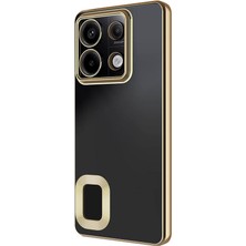 Caseworld Xiaomi NOTE13 Pro 4g Kapak Yanları Renkli Lens Korumalı Logo Gösteren Şeffaf Luxury Silikon Kılıf - Gold