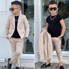 Modavals 4 Parça 6 Düğmeli Ceketli Erkek Çocuk Takım Elbise - Siyah Tshırt