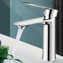 Rena Design Krom Lavabo Bataryası Gümüş Paslanmaz Garantili Musluk Prinç Aç Kapa Ergonomik