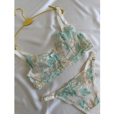 Bouquet Lingerie Beyaz Çiçek Detaylı Bralet Takımı