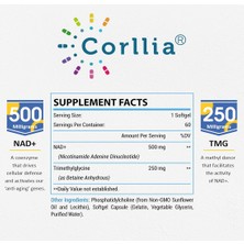 Corllia Liposomal Nad+ 500MG With Tmg 250MG Softgels  Actual Nad+ Supplement 60 Softgels