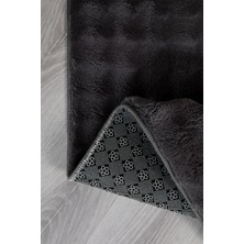 My Evilla Dekoratif Bubble Uzun Tüylü Yumuşak Puffy Peluş Kaymaz Yıkanabilir Salon Koridor Halı Yolluk Antrasit