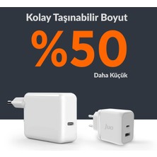 Juo 45W Gan Usb-C + Usb-A Şarj Aleti iPhone & iPad & Macbook & Samsung Uyumlu Pd Type-C Hızlı Şarj Cihazı Beyaz