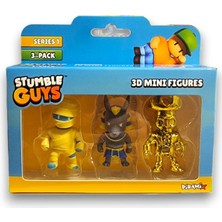 Toyfest Stumble Guys Seri 1 - 3D Mini 3 Lü Figür Seti - 3 Adet Hatshepsut Anubis Krom Goldheart - 5 cm