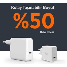 Juo 65W Gan Usb-C + Usb-A Şarj Aleti iPhone & iPad & Macbook & Notebook Uyumlu Pd Type-C Hızlı Şarj Cihazı Beyaz