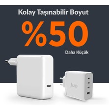 Juo 100W 4 Portlu Usb-C + Usb-A Gan Şarj Aleti iPhone & Macbook & Notebook Uyumlu Pd Type-C Hızlı Şarj Cihazı Beyaz