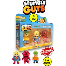 Toyfest Stumble Guys Seri 1 - 3D Mini 3 Lü Figür Seti - 3 Adet Mr Stumble Super Gal Dynamitron - 5 cm