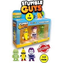 Toyfest Stumble Guys Seri 1 - 3D Mini 3 Lü Figür Seti - 3 Adet Banana Guy Lilith Army Man Glows - 5 cm