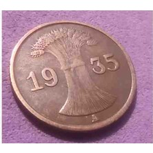 Deren Pecunia Almanya 1935 Yılı 1 Reichsfenik Ça Çap: 17,5 mm