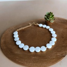 Mga Doğaltaş Beyaz Sedef Bileklik Dorika  Bileklik  Sedef Taşı Bileklik Doğal Taş Orijinal Gerçek Hakiki Doğal Taş Bileklik Sertifikalı Bileklik