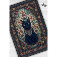Homshtag Kara Kedi Figürlü Korku Temalı Salon Halı Koyu Renkli Halı Gotik Korku Sanatı Konsept Halı