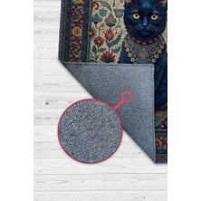 Homshtag Kara Kedi Figürlü Korku Temalı Salon Halı Koyu Renkli Halı Gotik Korku Sanatı Konsept Halı