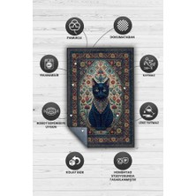 Homshtag Kara Kedi Figürlü Korku Temalı Salon Halı Koyu Renkli Halı Gotik Korku Sanatı Konsept Halı