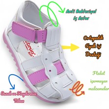 Beebron Ortopedik İlk Adım Kız Bebek Sandaleti KİAGCM2406 Beyaz Pembe 21