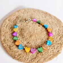 Mga Doğaltaş Renkli Sedef Bileklik Kalpli Bileklik Dorika Bileklik Komple Çelik Malzeme Kararmaz Renk Atmaz Solmaz Doğal Taş Bileklik