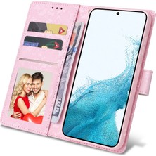 Colorful Shop Ile Uyumlu Samsung Galaxy S23 5g Vaka Retro Yaldızlı Kırmızı Gül Çiçek Manyetik Pu Deri Rfıd Engelleme Flip Kart Yuvaları Tutucu Cüzdan Kapağı (Yurt Dışından)