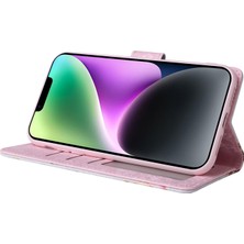 Colorful Shop Ile Uyumlu iPhone 15 Plus Vaka Retro Yaldızlı Kırmızı Gül Çiçek Manyetik Pu Deri Rfıd Engelleme Flip Kart Yuvaları Tutucu Cüzdan Kapağı (Yurt Dışından)