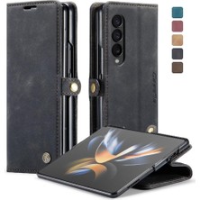 Colorful Shop Samsung Galaxy Z Için Flip Case Fold 4 5g Vintage Pu Deri Cüzdan Kılıf (Yurt Dışından)