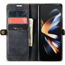 Colorful Shop Samsung Galaxy Z Için Flip Case Fold 4 5g Vintage Pu Deri Cüzdan Kılıf (Yurt Dışından)