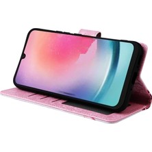 Colorful Shop Ile Uyumlu Samsung Galaxy A24 4g Vaka Retro Yaldızlı Kırmızı Gül Çiçek Manyetik Pu Deri Rfıd Engelleme Flip Kart Yuvaları Tutucu Cüzdan Kapağı (Yurt Dışından)