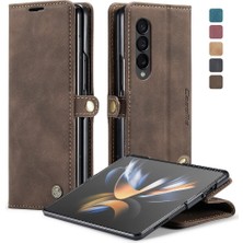 Colorful Shop Samsung Galaxy Z Için Flip Case Fold 4 5g Vintage Pu Deri Cüzdan Kılıf (Yurt Dışından)