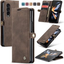 Colorful Shop Samsung Galaxy Z Için Flip Case Fold 4 5g Vintage Pu Deri Cüzdan Kılıf (Yurt Dışından)