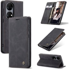 Colorful Shop Huawei P50 Manyetik Kapatma Darbeye Vintage Pu Deri Için Flip Case (Yurt Dışından)