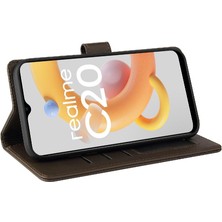 Colorful Shop Realme C20 Premium Deri Darbeye Üç Kart Yuvaları 4 Için Flip Case (Yurt Dışından)