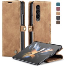 Colorful Shop Samsung Galaxy Z Için Flip Case Fold 4 5g Vintage Pu Deri Cüzdan Kılıf (Yurt Dışından)