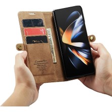 Colorful Shop Samsung Galaxy Z Için Flip Case Fold 4 5g Vintage Pu Deri Cüzdan Kılıf (Yurt Dışından)