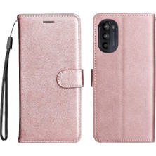 Colorful Shop Motorola Moto G52 Yüksek Kaliteli Deri Klasik Düz Renk Için Flip Case (Yurt Dışından)