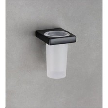System Banyo Aksesuarları Flat Duvara Monte Diş Fırçalığı Cam|Siyah 118x94x78 mm